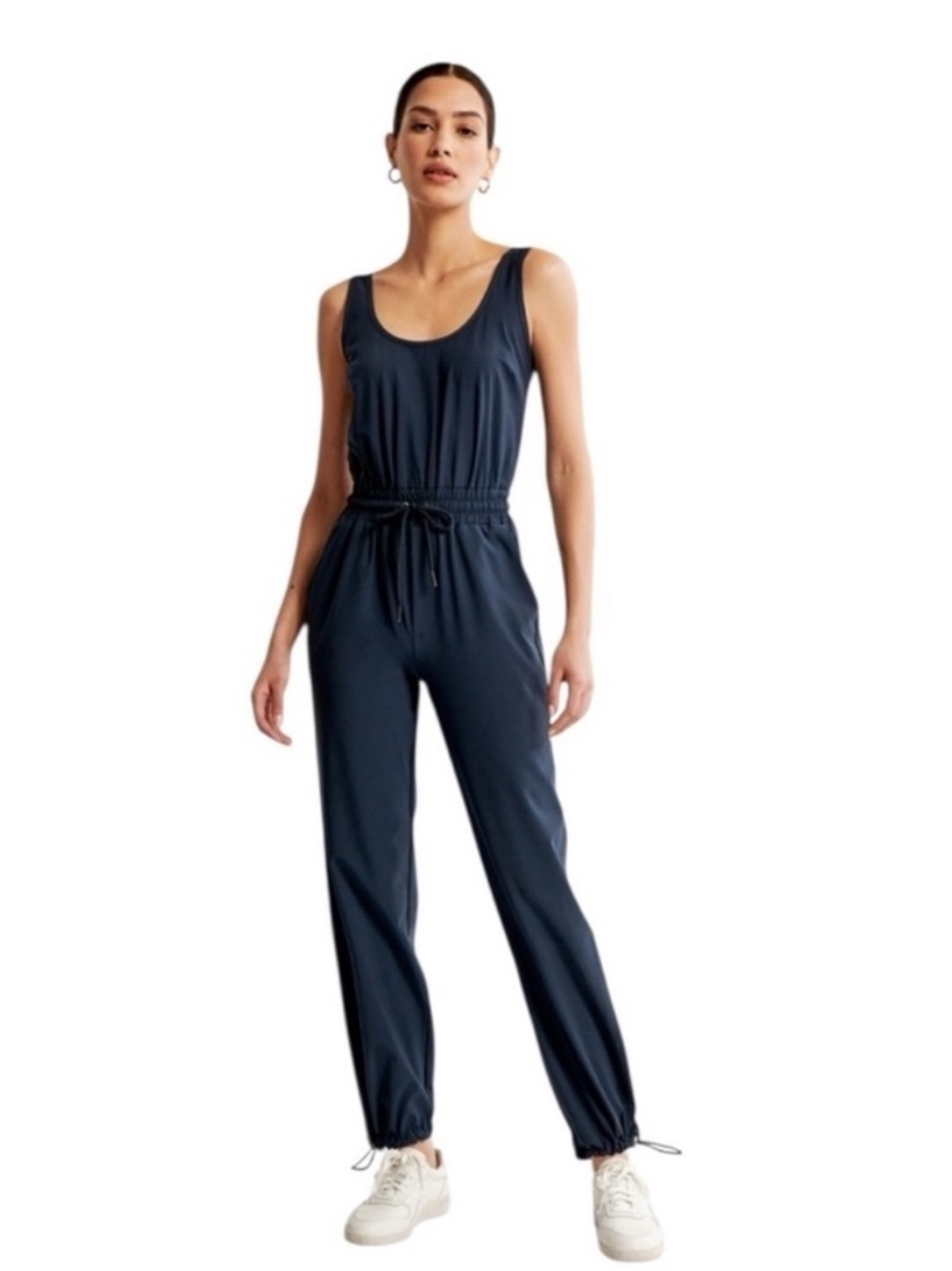 Abercrombie Navy Sleeveless Jumpsuit with Drawstring Waist